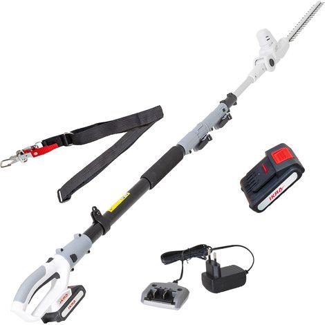 IKRA tagliasiepi telescopico ICPH 2040 incl. batteria 20 V, stazione di carica della batteria e tracolla