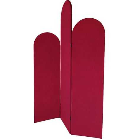 Paravento asimmetrico 3 pannelli in velluto L. 120 x H. 180 cm Rosso - CARMIDA (1/3)