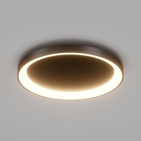 Plafonnier LED Rond 56W 3500 Lumen, Lampe de Plafond Design en Métal, Luminaire Plafonnier Moderne pour Couloir Chambre Cuisine Salon, 48cm, Blanc Chaud 3000K, Noir (1/5)