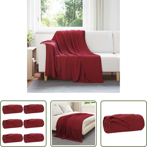 Couverture de salon - Couvertures à jeter 6 pcs Rouge Bordeaux 200 x 150 cm Toison (1/5)