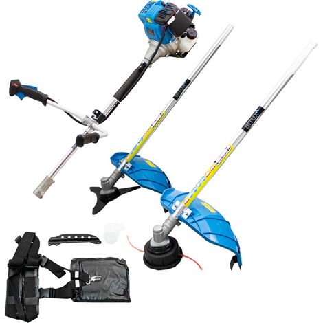 BITUXX 2in1 Benzin Motorsensen Set Trimmer Freischneider mit Fadenkopf 3-Zahnblatt und Doppelschultergurt - laufruhiger 4-Taktmotor - 31ccm