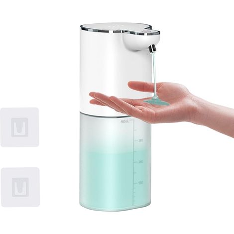 Distributeur Savon Mural, 400ml Distributeur de Savon Automatique Murale avec 4 Niveaux réglables, étanche IPX5 Distributeur Savon Automatique pour Cuisine et Salle de Bain (1/5)