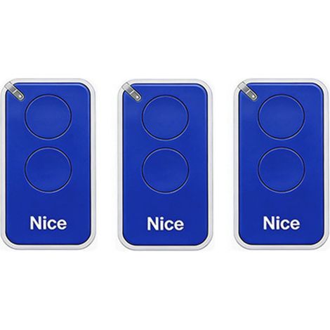 Lot de 3 télécommandes pour Nice INTI2B 433.92MHz, 2 canal, pour systèmes d'automatisation de portails et de garages, bleu