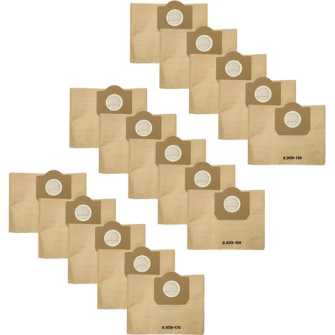 Sacs WD3 pour Aspirateur 6.959-130.0, lot de 15 Sacs d'aspirateur Premium Filtres en Papier Sacs Filtrants pour Krcher MV3 WD3P