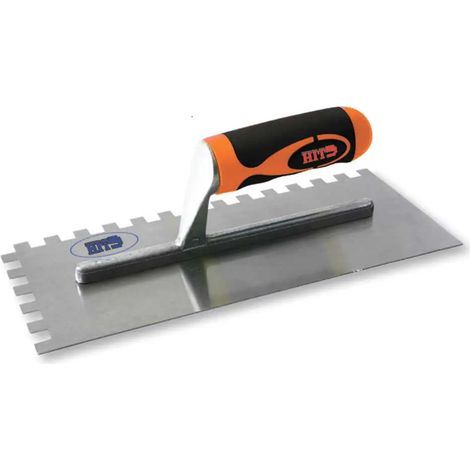HIT Frattone frattazzo dentato per muratura edilizia acciaio cm12x28 manico gomma