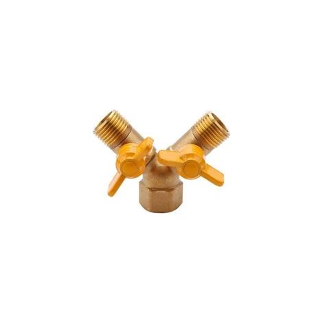 Adaptador de doble grifo de 2 vías de 1/2 pulgada para riego de jardín