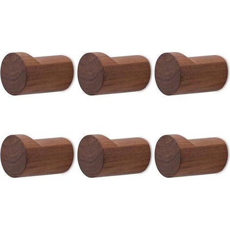 Ganci, 6 pezzi, gancio appendiabiti, ganci da parete in legno, gancio per asciugamani, accessori per la casa, con viti, per appendere asciugamani, cappelli, 3,53,55 cm, marrone (1/5)
