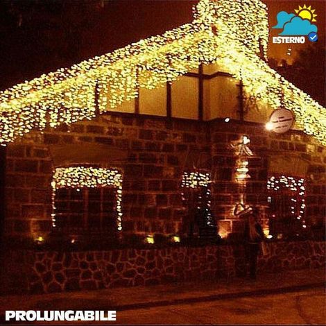 TENDA CASCATA LUMINOSA DA ESTERNO LUCI DI NATALE 100 LED 3 METRI LUCE BIANCO FREDDO BIANCO CALDO Bianco Caldo