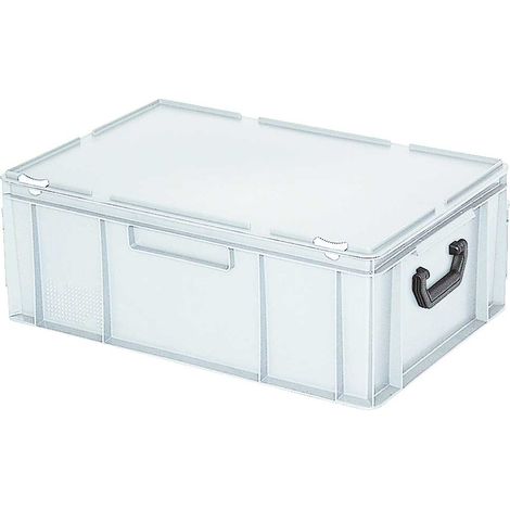 BRB Kunststoffkoffer mit Scharnierdeckel, weiß, LxBxH 600x400x230 mm, lebensmittelecht, Industriequalität