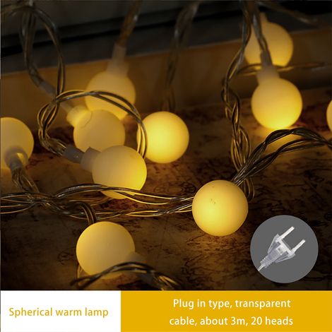 Lampe Boule Décorative - 30 cm - 20 Ampoules LED - Alimentée Par Piles - Pour Décoration Intérieure Jardin Fête Noël Chambre (1/5)