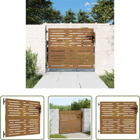 Acier Corten - Portail de jardin 85x75 cm acier corten conception de carré (1/5)
