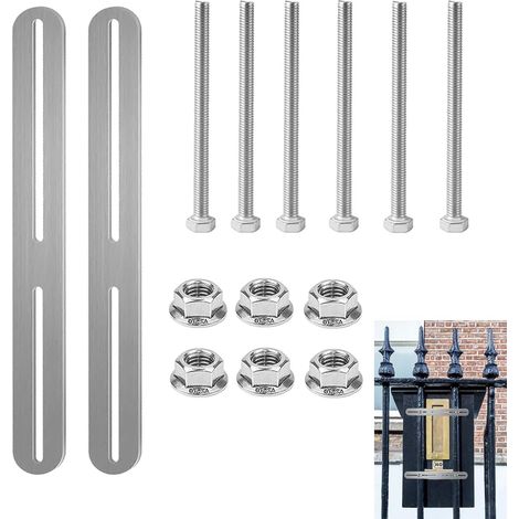 2 Pièces Fixation en Stainless Steel pour Boîtes aux Lettres, 36 x 24 mm, Support Boite Aux Lettres Fabriquées Selon la Technique du Brossage, Traverses pour Boîtes Lettres Fixes (1/5)