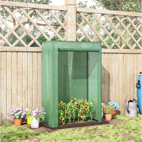 Serre de jardin 100x50x150 cm en plastique vert foncé, gain de place pour balcon FLORAGRACE (1/5)