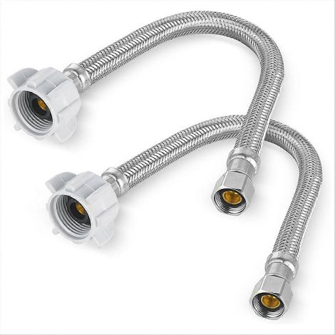 Tuyau de toilette tressé de 30 cm (12 po), raccord 3/8 po x robinet flotteur 7/8 po, conduite d'alimentation en eau en acier inoxydable pour remplacement de tuyau de toilette (1/5)