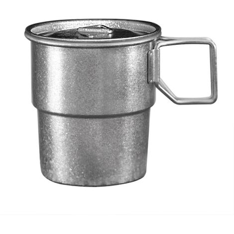 Stapelbare Kaffeebecher aus Titan, Campingbecher, 300 ml, faltbarer Griff, wiederverwendbares Metall