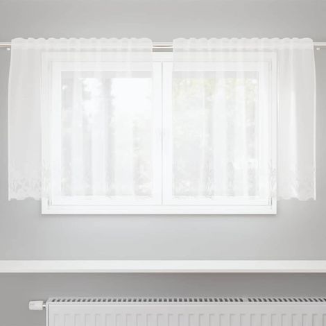 vidaXL Tenda in Pizzo con tende Floreale Bianco 150 x 80 cm Poliestere (1/5)