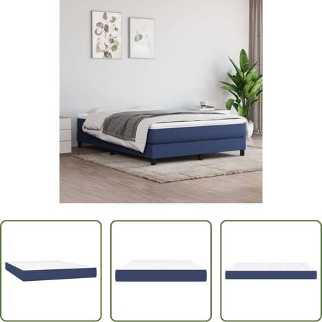vidaXL Mousse confortable - Matelas de lit à ressorts ensachés fermeté moyenne Bleu 140x200x20 cm Tissu (1/5)