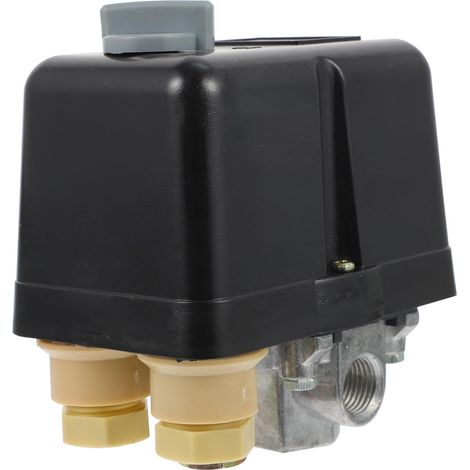 Pressostat Compresseur D air 220 V 145 Psi 10 Bar Vanne Régulateur Pression Métal Plastique Noir 4 Ports Contrôle Pression (1/4)