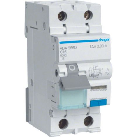 Interruptor diferencial con protección contra sobrecorriente C/6KA, 16 A, 30 mA, 2 polos, tipo A (1/4)