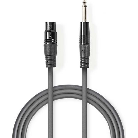 Cable de audio no balanceado xlr hembra de 3 pines macho de 635 mm niquelado 100 metros redondo pvc gris oscuro caja de regalo