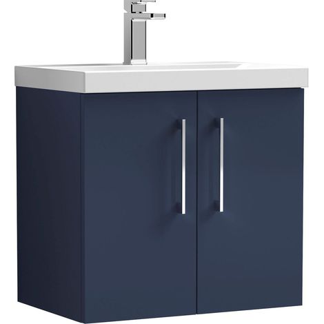 Balterley  Wall Hung 2 Soft Close Door & Bathroom Vanity Unit Basin, Midnight Blue, 600mm