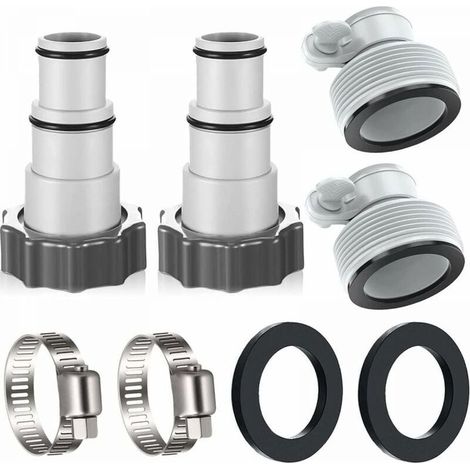 Schwimmbadschlauchadapter – 32 mm auf 38 mm – Zum Anschluss von Tauchpumpenfiltern und Kolbenventilen – Komplettes Set mit Klemmen und Dichtungen – 6-teilig (1/5)