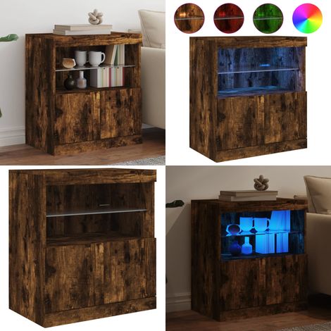 Sideboard mit LED-Leuchten Räuchereiche 60x37x67 cm - Sideboard - Wohnzimmermöbel - Regal - TV-Stand - Holzmöbel - Home & Living (1/5)