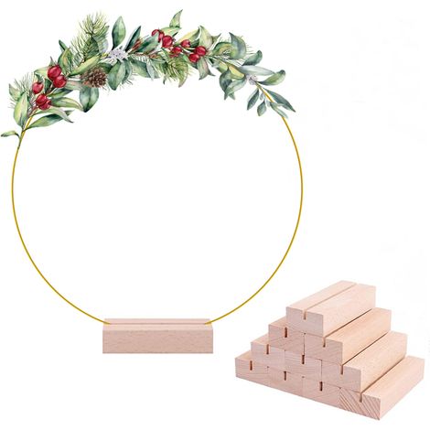 Couronne métallique 30cm pour DIY floral, support en bois, centre de table mariage, décoration florale artisanale (1/5)