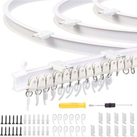 Kit de Rail de Rideau Plafond,3 M Rail de Plafond Pliable, Rail de Rideau Flexible avec 26 Crochet de rideau et 26 Poulie pour Ma (1/4)