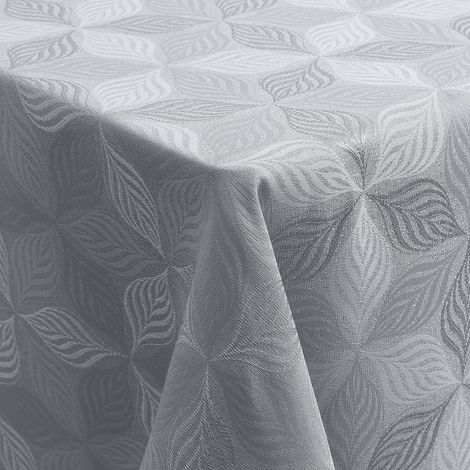 Abwaschbare Tischdecke 80x80cm Jacquard mit Blattmuster, schmutzabweisend, grau