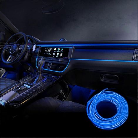 Éclairage intérieur de voiture, bande LED de 5 m, 5 V, compatible avec tous les modèles de voitures (bleu) (1/5)
