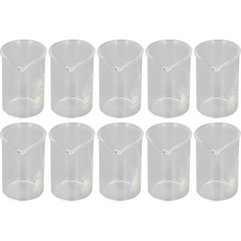 10 Stück Bechergläser aus Borosilikatglas, klare Skala, Laborbechergläser 10 ml für akademische und industrielle Experimente (1/5)