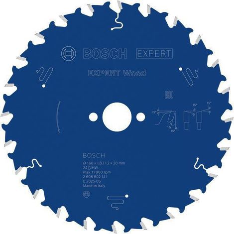 BOSCH Kreissägeblatt Expert Wood Außen-Ø 160 mm Zähnezahl 24 WZBohrung 20 mm Schnittbreite 1,8 mm HM (1/2)