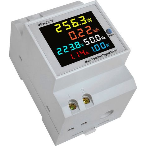 Moniteur de courant alternatif sur rail DIN 6 en 1 250-450 V 100 A - Tension, courant, facteur de puissance, kWh, énergie électrique, fréquencemètre, voltmètre, ampèremètre-AquaForge (1/5)