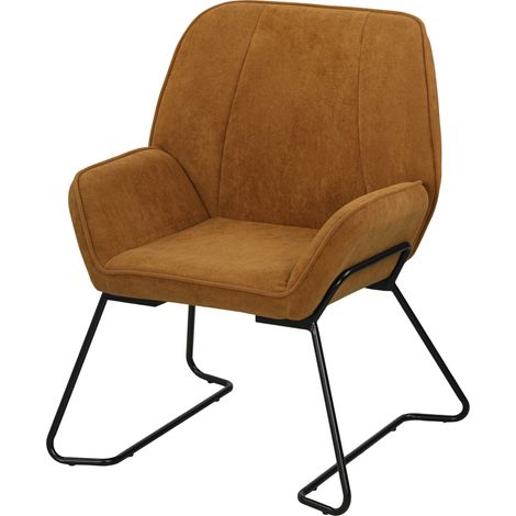 Fauteuil velours marron – Assise large rembourrée, pieds métal – Fauteuil détente relax pour salon (1/4)