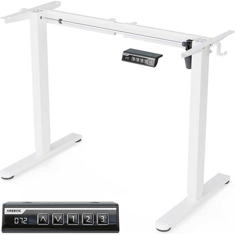 AREBOS Telaio Scrivania Elettrico Regolabile in Altezza, 70,5-116,5cm, 70kg, Funzione Memory & Anti-Collisione (1/5)