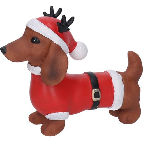 Cane Bassotto Resina Vestito Rosso 12x9,7x5cm Peraga Christmas