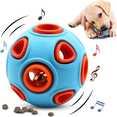 Balle en caoutchouc naturel pour chien avec fonction dentaire, jouet à mâcher interactif qui couine, entraînement et intelligence (1/5)