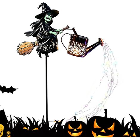 Lampe solaire sorcière à piquer pour jardin, 81 cm, LED multicolore, décoration d'Halloween (1/5)