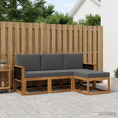 vidaXL Ensemble de canapés d'extérieur 4 pcs Naturel et Anthracite (1/5)
