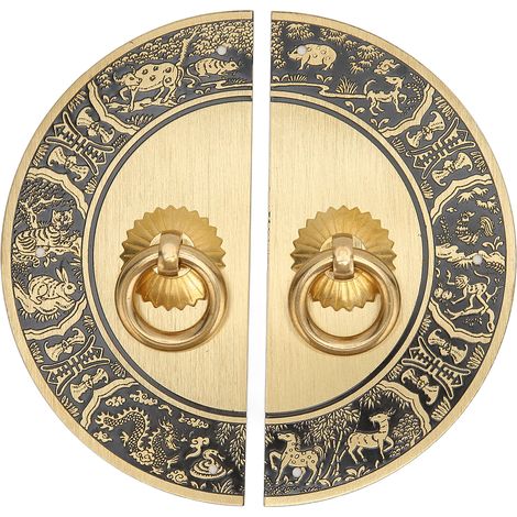 Poignées de meuble antiques en laiton, rondes, décoratives, doubles, pour armoire ou chambre à coucher