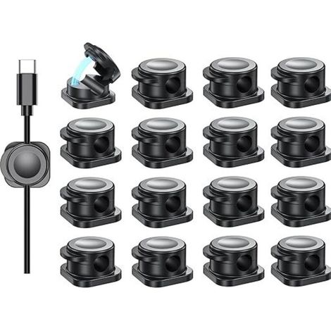 Clips de Gestion de Câbles Magnétiques 8 Pièces Clips Câble Organisateur, organisateur cable Magnétique pour HDMI, USB, Câbles Audio - Noir