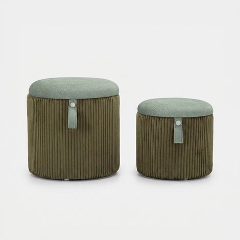 2er-Set gepolsterte Sitzhocker mit Stauraum aus Polyester Bolzano - Grau (1/5)