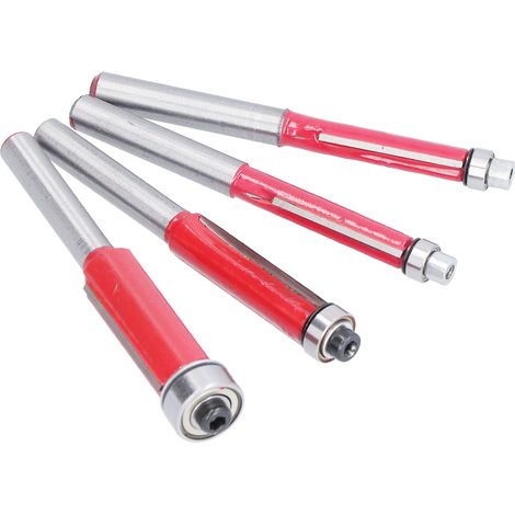 4-teiliges Set Bündigfräser, 1/4"-Schaft, Kugellager, Schnittdurchmesser: 1/4", 5/16", 3/8", 1/2". (1/5)