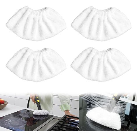 Nettoyage à la vapeur en microfibre pour la buse manuelle, ensemble de chiffons éponge, housse en coton éponge, compatible avec la plupart des Nettoyeur à vapeur (Blanc) (1/5)