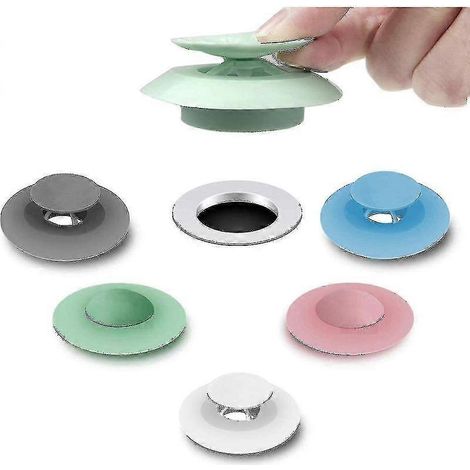 Lot de 5 bouchons de bonde de douche - Bouchon de baignoire/évier en silicone, piège à cheveux, crépine de baignoire, protection, couvercle compatible avec les sols et le linge. (1/5)