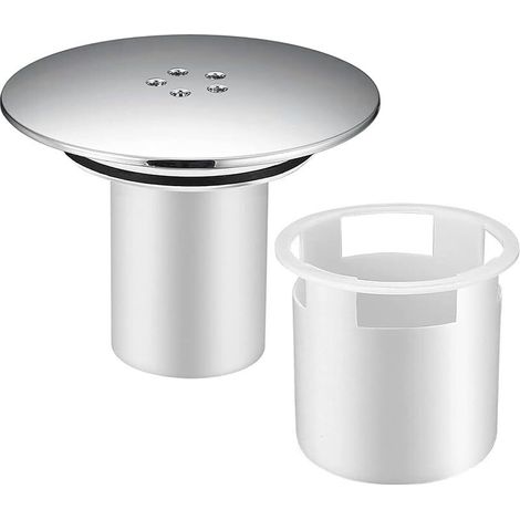 90 mm/115mm Couvercle Siphon Douche, Remplacement Bonde de Douche Rond Amovible, Capot Bonde le Douche Chromé, Couvercle Prise Drain Douche Débit Rapide, Dessus Sortie Tube Vidange Argenté (1/5)