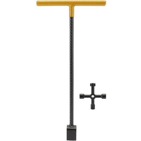 ,Clé à clé multifonctionnelle en T pour compteur d'eau en acier avec outil utilitaire à 4 voies pour robinets de vannes jaune (1/5)