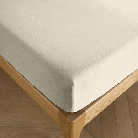 Drap housse 140 x 190 cm bonnet 30 cm "Prémium" pour lit 2 places - Prémium Sable (1/2)