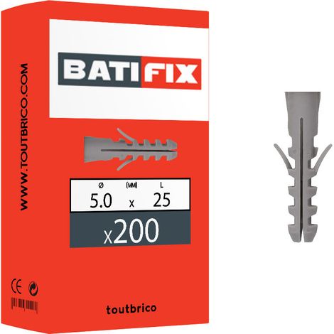 200 chevilles standard sans collerette 5x25mm nylon Batifix (1/2)